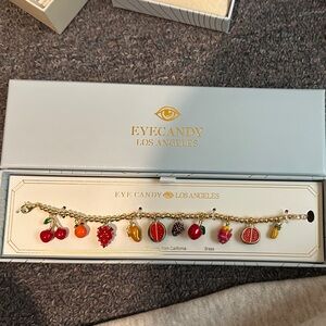 EyeCandy Los Angeles Gold Fruit Charm Bracelet
